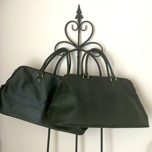 Brand New/NEVER USED2 Dark Forest Green Embossed Plether Zipper Closure Totes